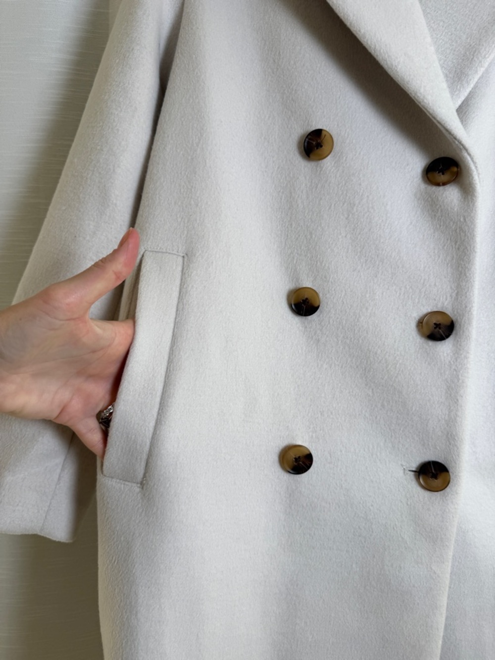 House of Harlow 1960 Ivory Wool Blend Coat Scarf Included Long Coat Chic Size M - Picture 7 of 14